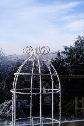 Tall obelisk climbing plant support. Rusty wire frame - Belle Tower. Great for sweet peas, Clematis and annual climbers